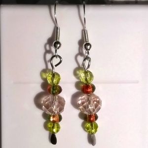 3/$30 Pink Green Crystal Earrings